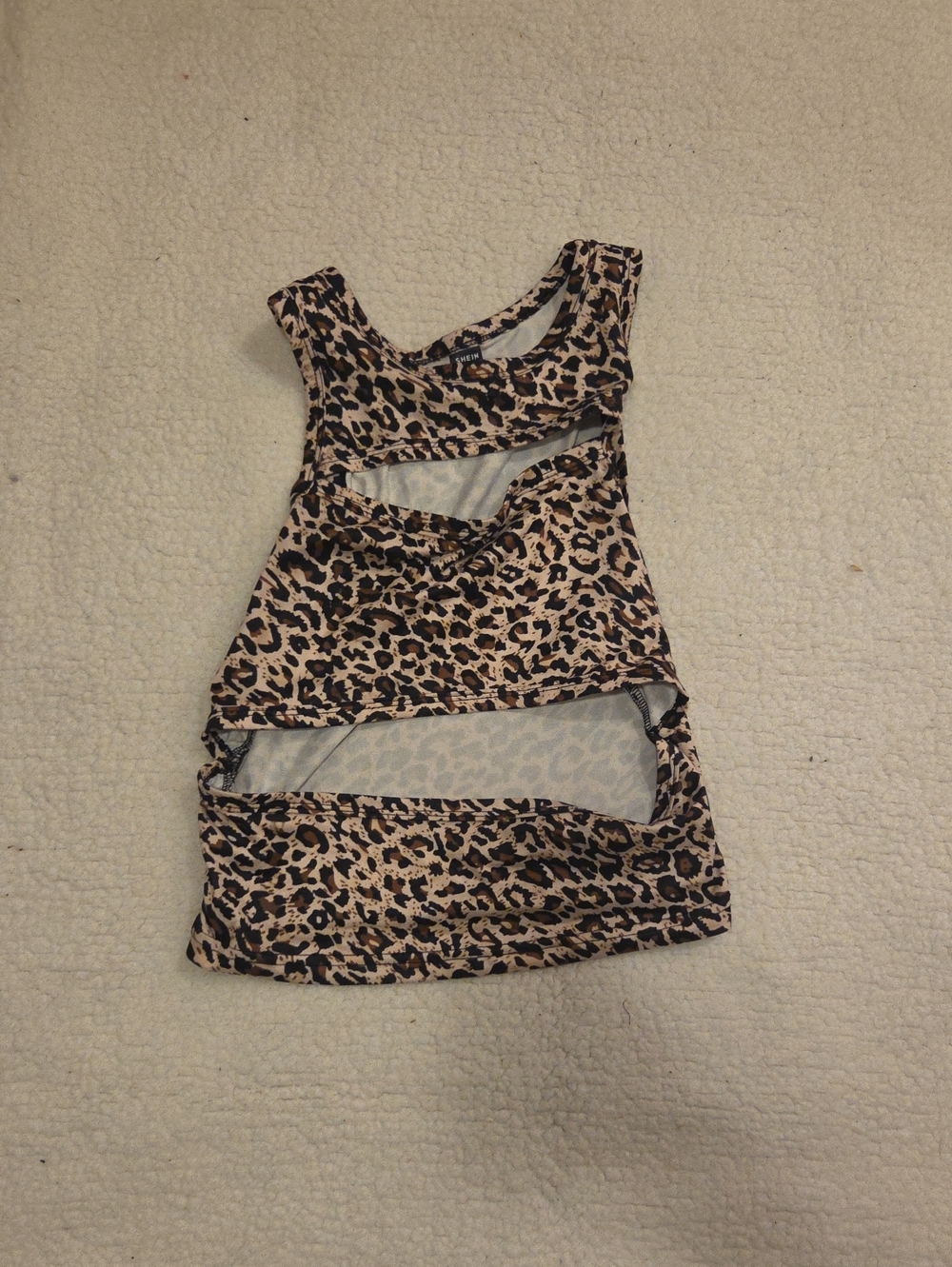 Girls' Leopard Print Cutout Top